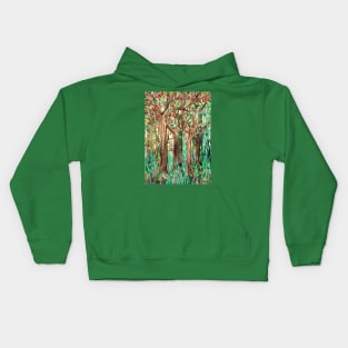 Walking through the Forest - watercolor painting collage Kids Hoodie